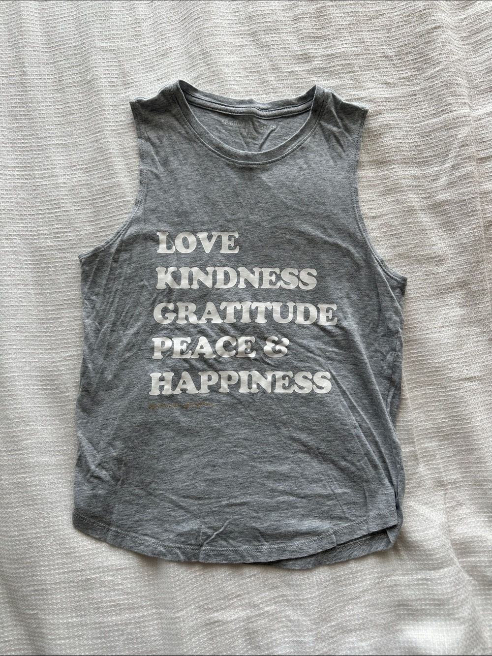 Spiritual Gangster Gray Graphic Muscle Tee - Love Kindness Gratitude